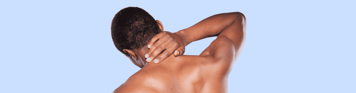 black male holding back of neck from behind